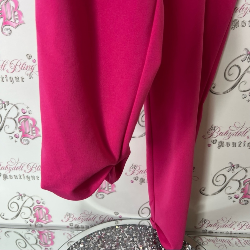 Jules and Leopold pants dressy Vibrant Pink Pants cinch bottom detail - Picture 3 of 7